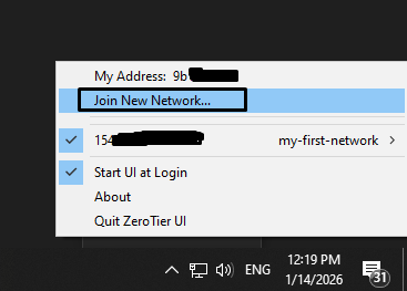 Join Network Menu